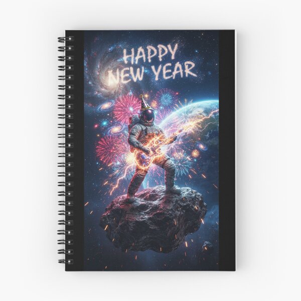 Item preview, Rocking New Year Space Guitarist Astronaut Surreal Cosmic Art Poster designed and sold by Rain-Road.
