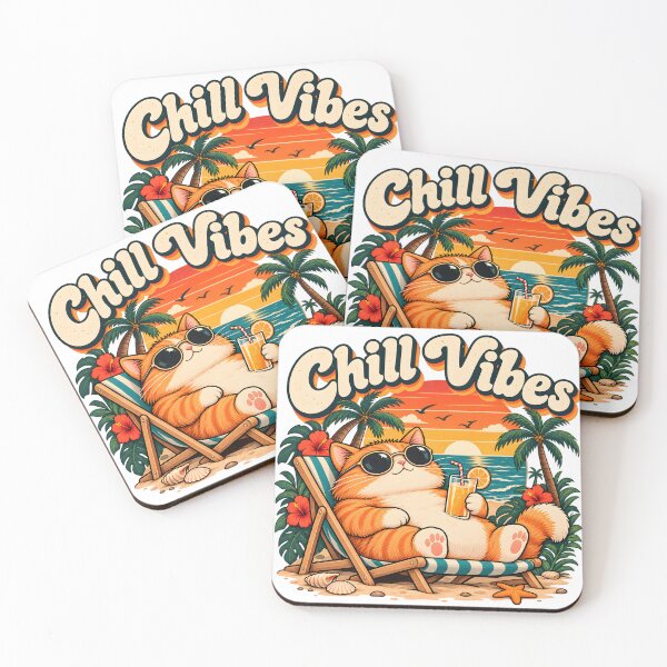Item preview, Retro Chill Vibes Beach Cat designed and sold by TinyWeird.