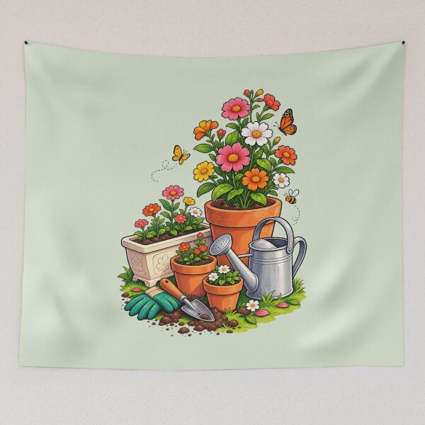 Aperçu de l'œuvre Colorful Flower Garden Gardening Illustration créée et vendue par waikibi ⭐⭐⭐⭐.