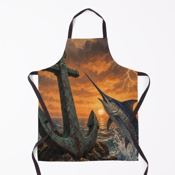 Item preview, Swordfish and anchor in the stormy ocean designed and sold by design-rebell.