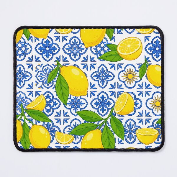 Item preview, Mediterranean Lemon and Cobalt Blue Ceramic Tile Pattern designed and sold by Jaani-T.