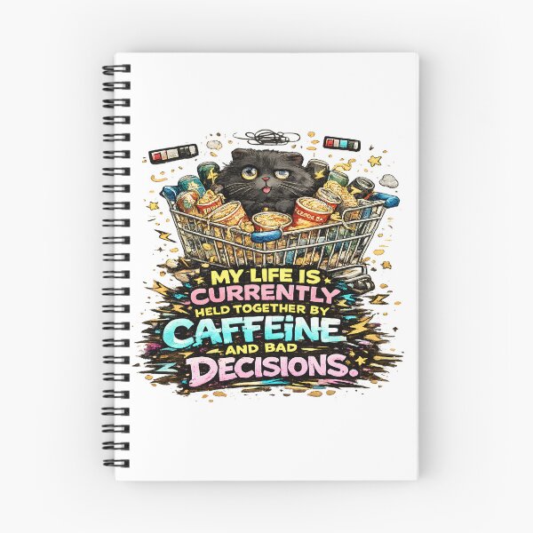 Item preview, Funny Caffeine And Bad Decisions Black Cat designed and sold by UvooArt.