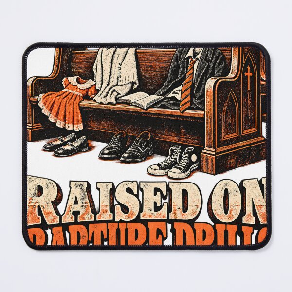Item preview, Raised on Rapture Drills Funny Exvangelical Screenprint Shirt designed and sold by GloryandFame.