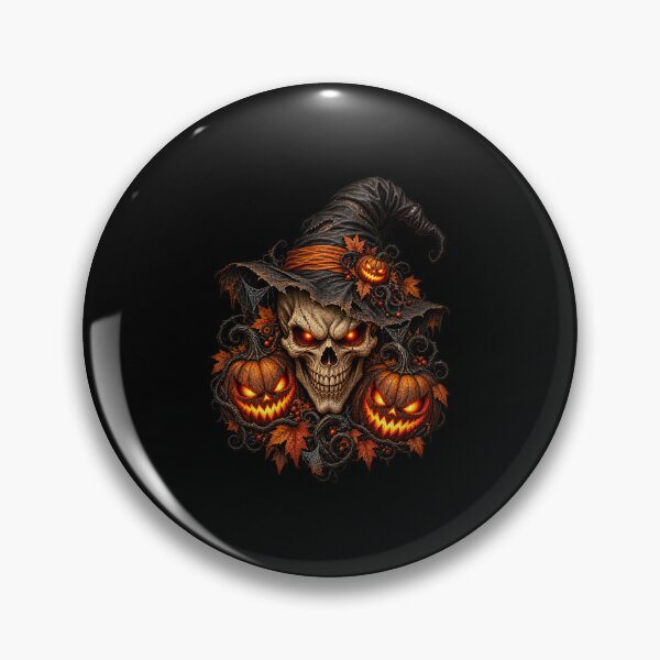Artikelvorschau, Evil Witch Skull With Glowing Halloween Pumpkins entworfen und verkauft von NicheMuse Studio.