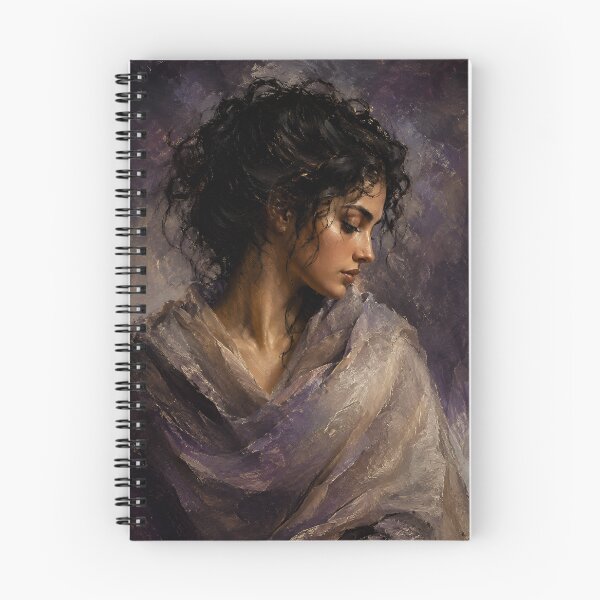 Item preview, Mujer contemplativa con tela púrpura – Retrato al óleo designed and sold by CosmixT.