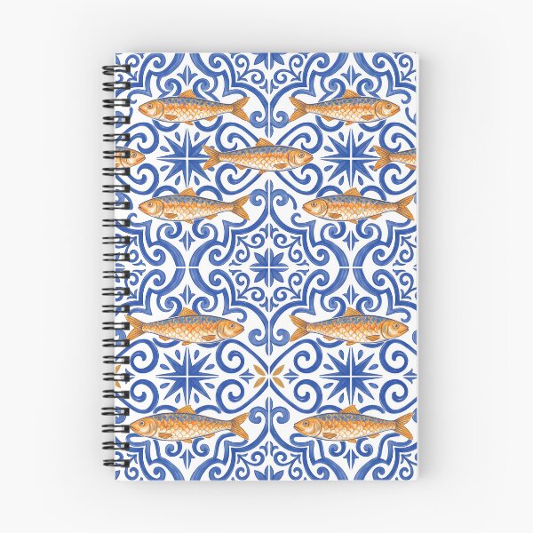 Item preview, Mediterranean Sardine and Cobalt Blue Tile Pattern designed and sold by Jaani-T.