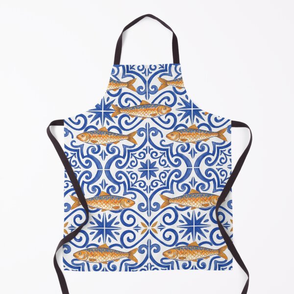 Item preview, Mediterranean Sardine and Cobalt Blue Tile Pattern designed and sold by Jaani-T.