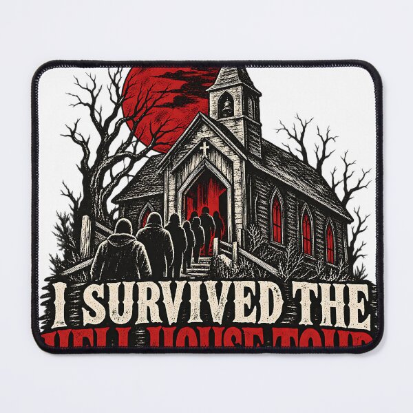 Item preview, I Survived The Hell House Tour Funny Exvangelical Woodcut Shirt designed and sold by GloryandFame.