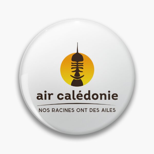 Artikelvorschau, Air Calédonie Airline-Logo mit Sonnen- und Totemmasken-Emblem und Slogan „Nos Racines Ont Des Ailes“. entworfen und verkauft von Veijo A Raisan.