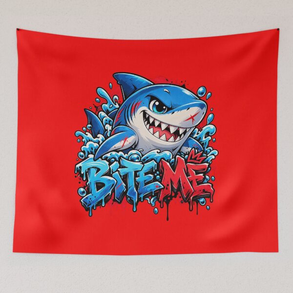 Item preview, Bite Me - Kawaii Shark Graffiti Streetwear designed and sold by Visual Dept..