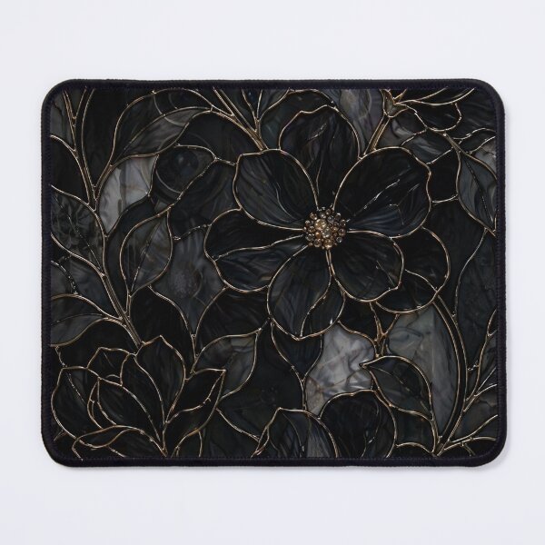 Item preview, Black Gold Stained Glass Floral designed and sold by AurelleDesign.