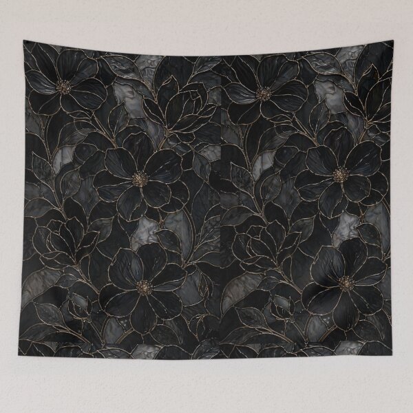 Item preview, Black Gold Stained Glass Floral designed and sold by AurelleDesign.