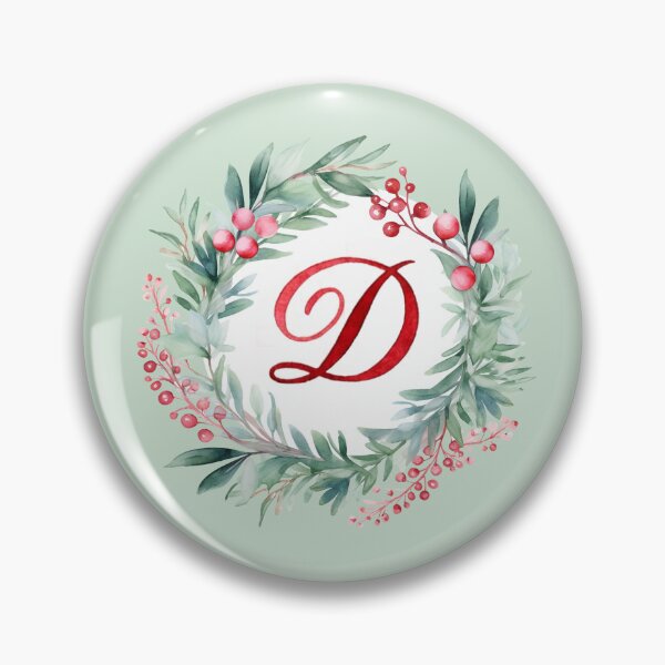 Artikelvorschau, Weihnachtskranz mit dem Buchstaben D auf grün gestreiftem Hintergrund entworfen und verkauft von Feeling Artsy.