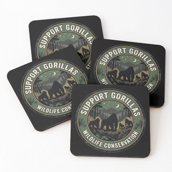Item preview, Support Gorillas – Mountain Night Wildlife Badge designed and sold by redsharkuk.