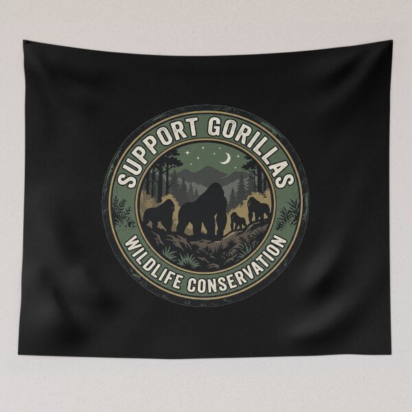 Item preview, Support Gorillas – Mountain Night Wildlife Badge designed and sold by redsharkuk.
