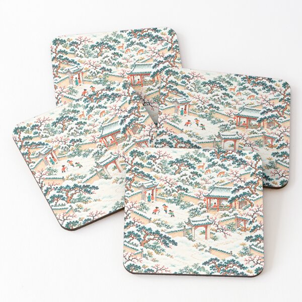 Item preview, Snowy Chinese Garden – Winter Storybook Landscape Pattern designed and sold by Bodique.