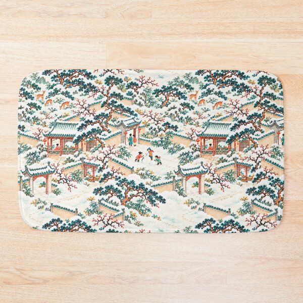 Item preview, Snowy Chinese Garden – Winter Storybook Landscape Pattern designed and sold by Bodique.