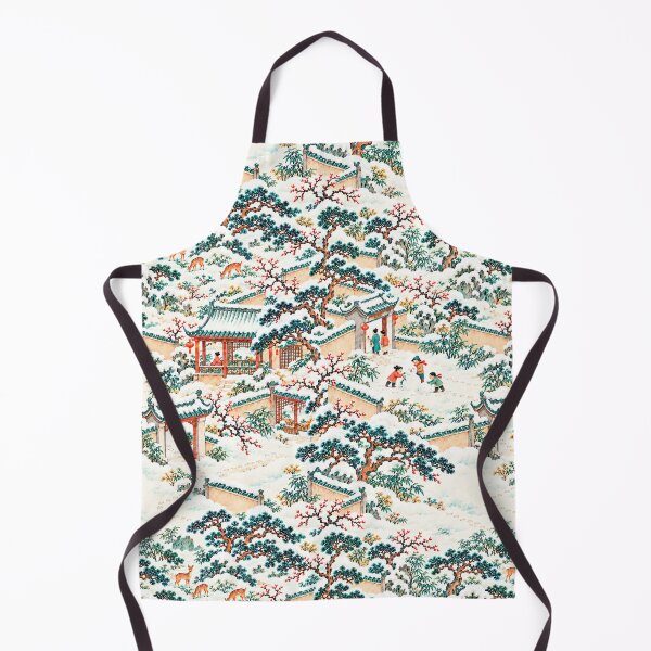 Item preview, Snowy Chinese Garden – Winter Storybook Landscape Pattern designed and sold by Bodique.