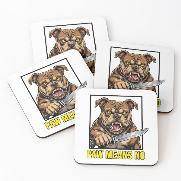 Item preview, Paw Means No Funny Angry Pitbull Bulldog Knife Sarcastic designed and sold by Neon Bones Studio.