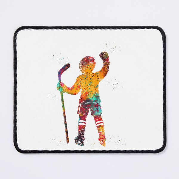 Item preview, Little Boy Ice Hockey Player Watercolor Art designed and sold by Liededrom..