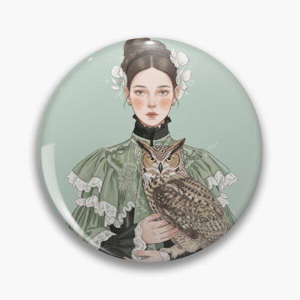 Item preview, Victorian Era Lady Holding Horned Owl Vintage Dark Academia Art designed and sold by Pasteltone.