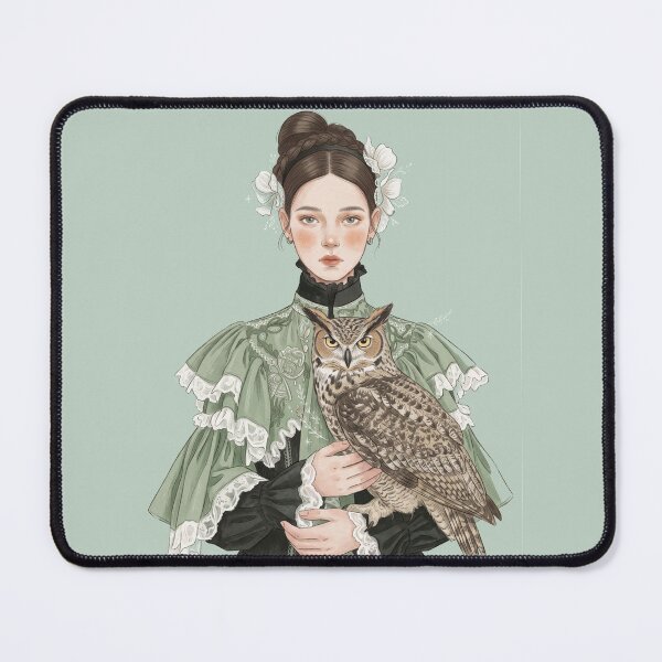 Item preview, Victorian Era Lady Holding Horned Owl Vintage Dark Academia Art designed and sold by Pasteltone.