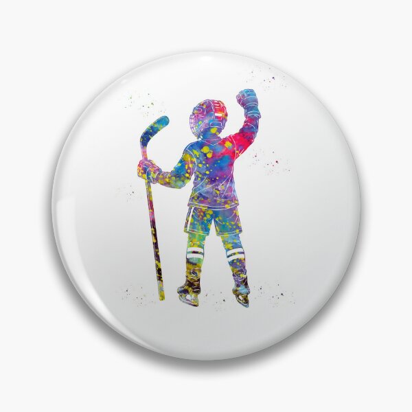 Item preview, Little Boy Ice Hockey Player Watercolor Art designed and sold by Liededrom..