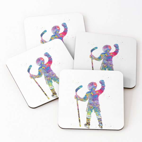 Item preview, Little Boy Ice Hockey Player Watercolor Art designed and sold by Liededrom..