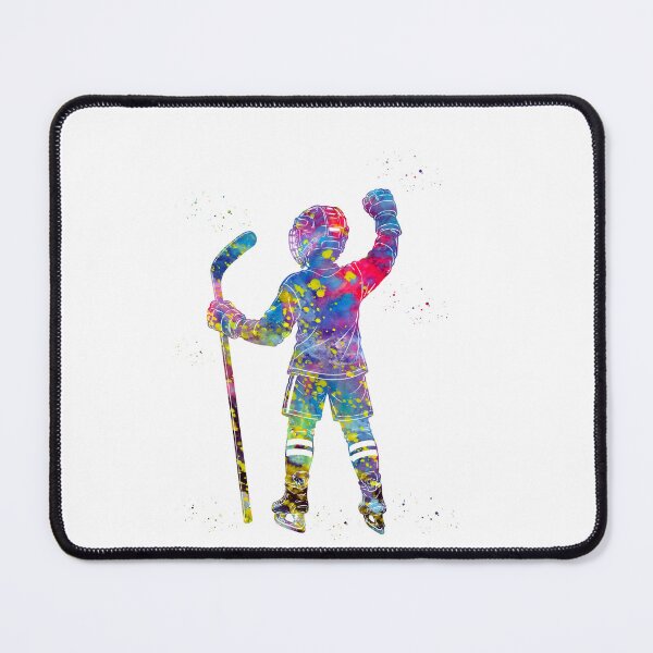 Item preview, Little Boy Ice Hockey Player Watercolor Art designed and sold by Liededrom..