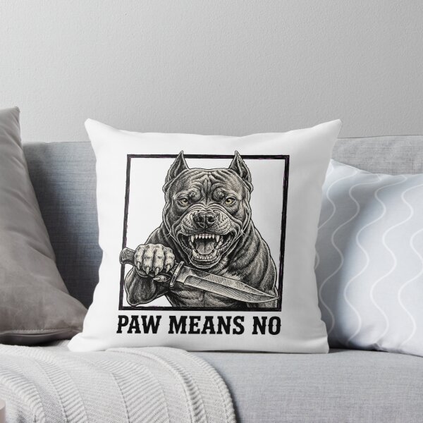 Item preview,  Paw Means No Funny Angry Pitbull Bulldog Knife Sarcastic designed and sold by Neon Bones Studio.