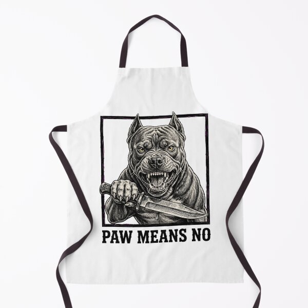 Item preview,  Paw Means No Funny Angry Pitbull Bulldog Knife Sarcastic designed and sold by Neon Bones Studio.