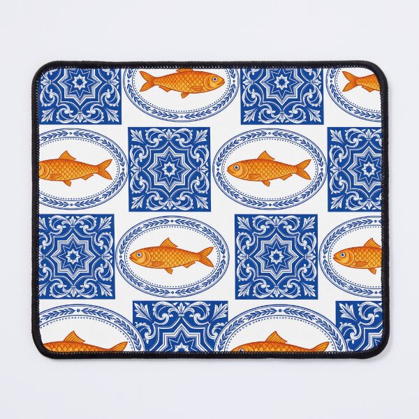 Item preview, Mediterranean Sardine and Cobalt Blue Ceramic Tile Pattern designed and sold by Jaani-T.