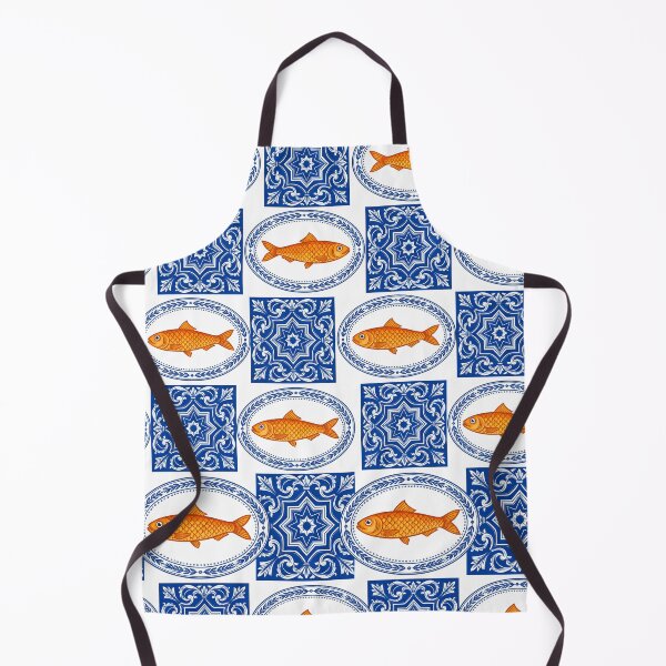 Item preview, Mediterranean Sardine and Cobalt Blue Ceramic Tile Pattern designed and sold by Jaani-T.