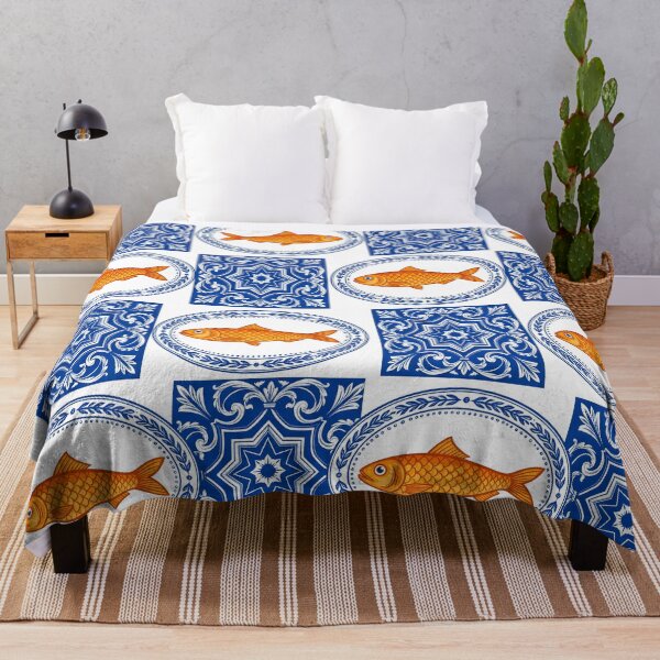 Item preview, Mediterranean Sardine and Cobalt Blue Ceramic Tile Pattern designed and sold by Jaani-T.