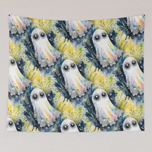 Item preview, Rainbow Watercolor Ghost Halloween Seamless Pattern designed and sold by Camel & Quirk.
