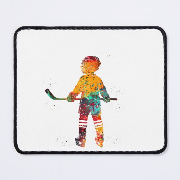 Item preview, Little Boy Ice Hockey Player Watercolor Art designed and sold by Liededrom..