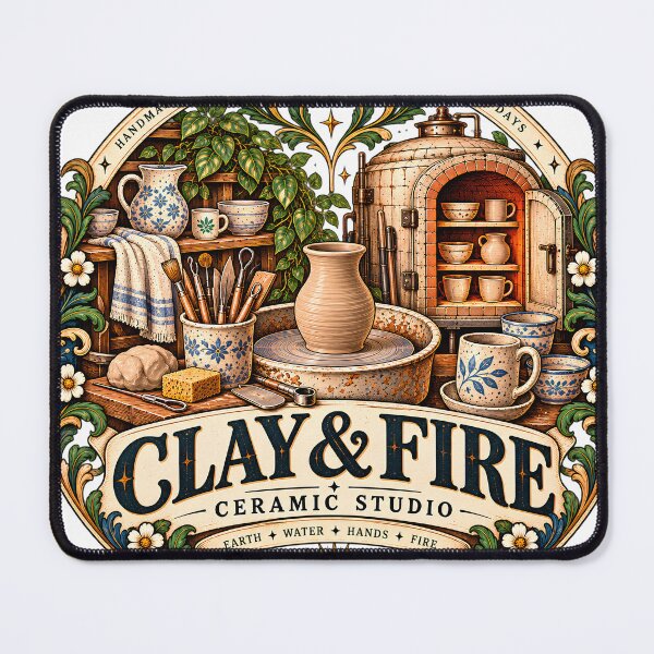 Artikelvorschau, Vintage Clay & Fire Keramikstudio entworfen und verkauft von MysticCanvasAi.