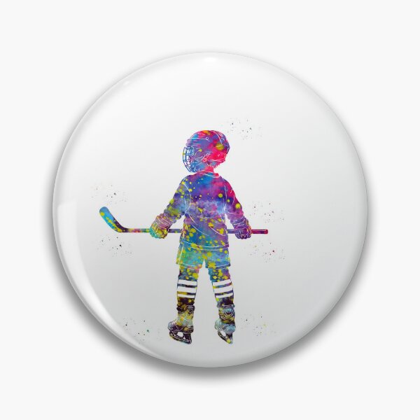 Item preview, Little Boy Ice Hockey Player Watercolor Art designed and sold by Liededrom..