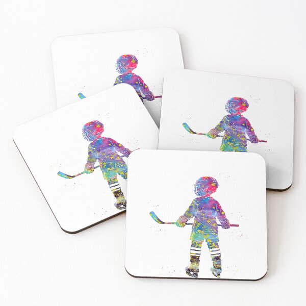 Item preview, Little Boy Ice Hockey Player Watercolor Art designed and sold by Liededrom..