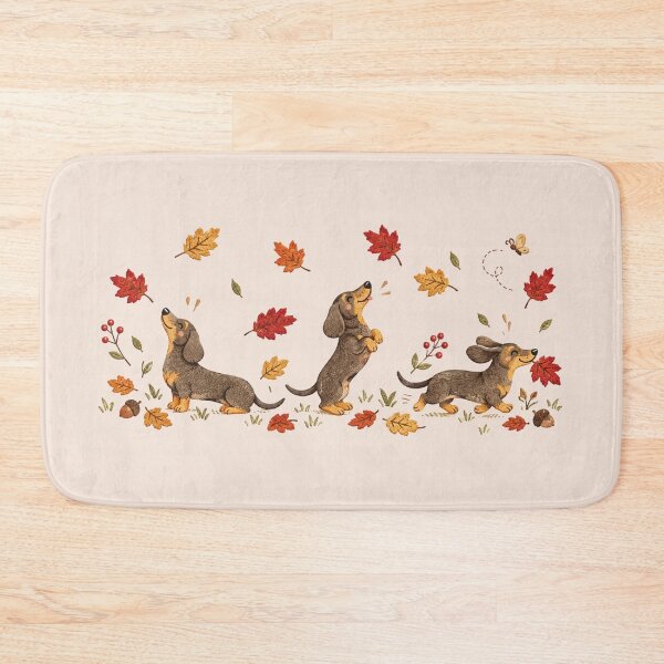 Artikelvorschau, Herbstlicher Dackel, süßer schwarzer Wienerwelpe, Illustration eines herbstlichen Dackels, Geschenk für Dackelliebhaber, Es ist die Jahreszeit entworfen und verkauft von Quiajia.