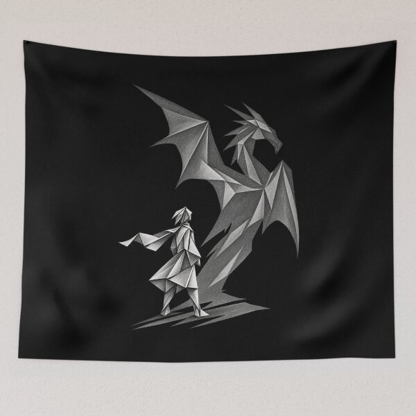Item preview, Origami Dragon Shadow – Dark Fantasy Paper Art - PLUSHIWORLD designed and sold by PLUSHIWORLDtm.