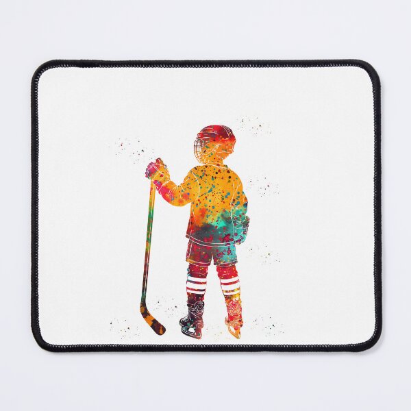 Item preview, Little Boy Ice Hockey Player Watercolor Art designed and sold by Liededrom..