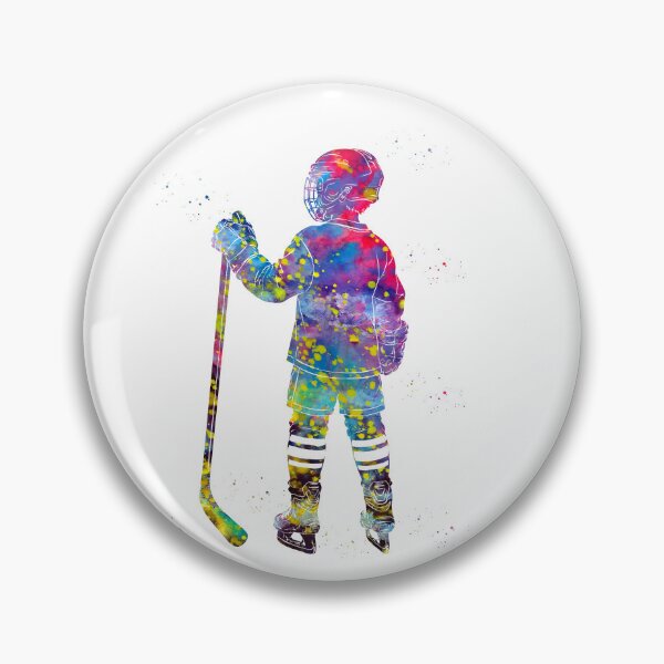 Item preview, Little Boy Ice Hockey Player Watercolor Art designed and sold by Liededrom..