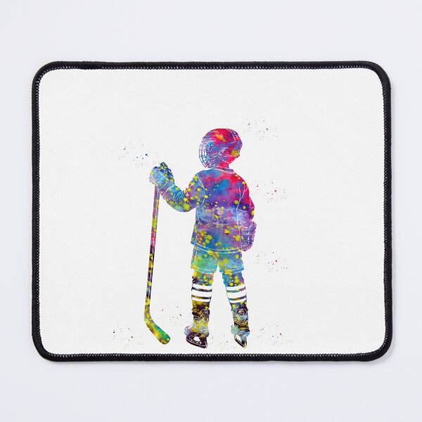Item preview, Little Boy Ice Hockey Player Watercolor Art designed and sold by Liededrom..