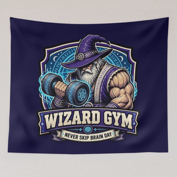 Item preview, Wizard Gym Never Skip Brain Day Retro Fitness RPG designed and sold by Dice_Goblin_Studio.