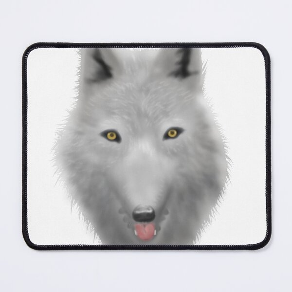 Item preview, White Gray Wolf Head Yellow Eyes Minimalist Wildlife designed and sold by Moumaima.