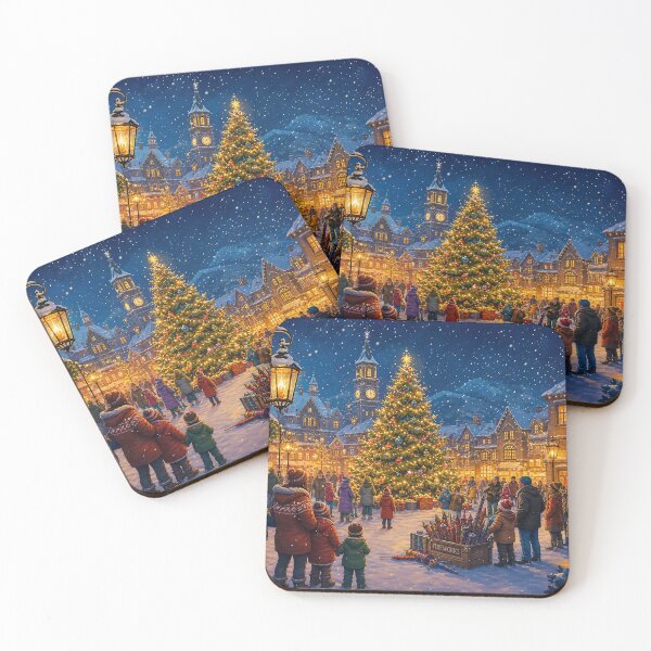 Item preview, Magical Christmas Eve Fireworks in a Snowy Town Square designed and sold by acceleratorhams.