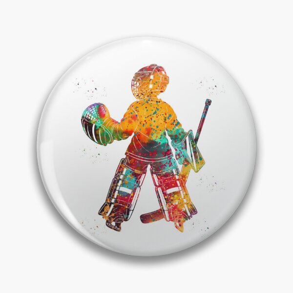 Item preview, Little Boy Ice Hockey Goalie Watercolor Art designed and sold by Liededrom..