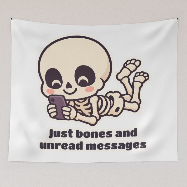 Item preview, Cute Skeleton Just Bones and Unread Messages designed and sold by OuqCreations.