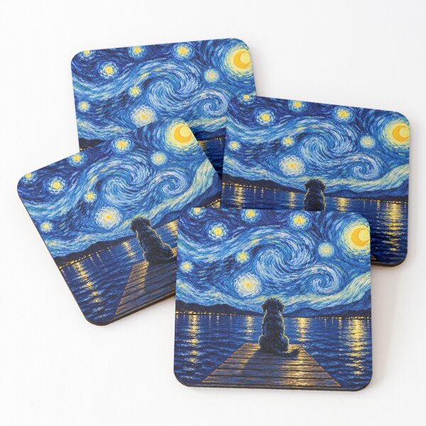 Item preview, Funny Bernedoodle Dog Starry Night Painting Bridge Star Mom Dad Kids designed and sold by FurryHavenPH.